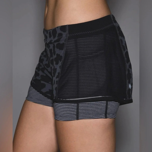 Lululemon Meshed up Short. Cheetah Leopard Print. Lined. Running Workout. 8 - Picture 3 of 14